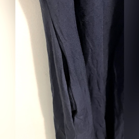 Sz M maxi midi sleeveless round neck spandex dress navy blue stretchy - Picture 4 of 6